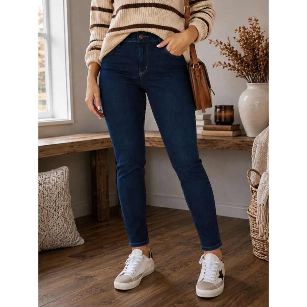 LOFT Curvy Skinny Jeans Womens 6 Dark Wash Stretch Denim Classic Everyday Fit